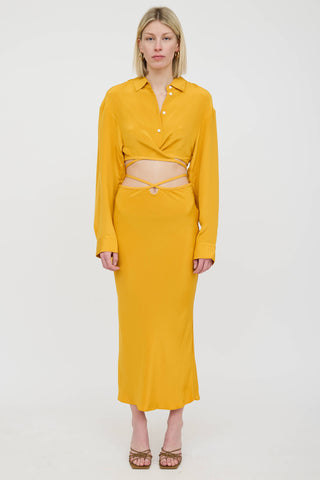 Christopher Esber Silk Cropped Tie Shirt