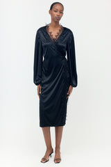 Christopher Kane Satin Jersey & Lace Wrap Dress