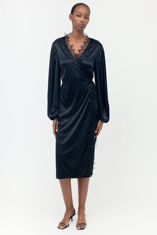 Christopher Kane Satin Jersey & Lace Wrap Dress