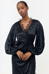 Christopher Kane Satin Jersey & Lace Wrap Dress