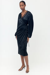 Christopher Kane Satin Jersey & Lace Wrap Dress