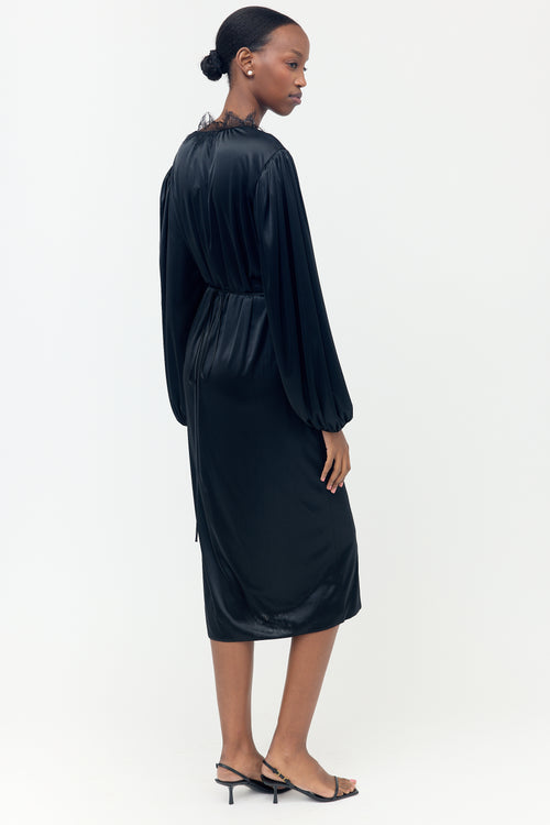 Christopher Kane Satin Jersey & Lace Wrap Dress