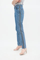 Christopher Kane Medium Wash Rhinestone Skinny Jeans