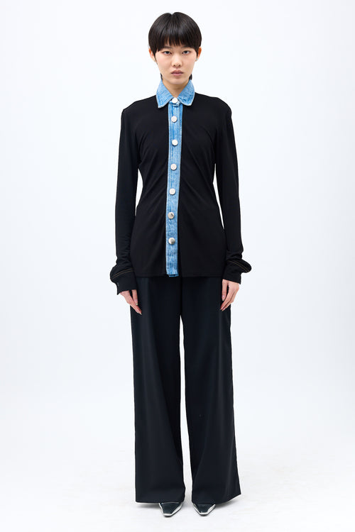 Christopher Esber Jersey Knit & Denim Shirt