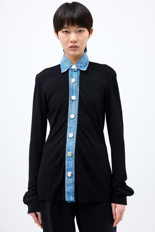 Christopher Esber Jersey Knit & Denim Shirt
