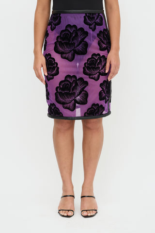 Christopher Kane Mesh Floral Midi Skirt
