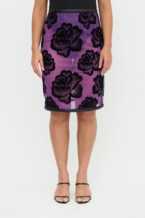 Christopher Kane Mesh Floral Midi Skirt