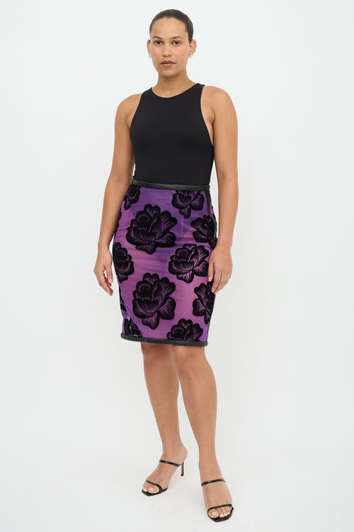 Christopher Kane Mesh Floral Midi Skirt