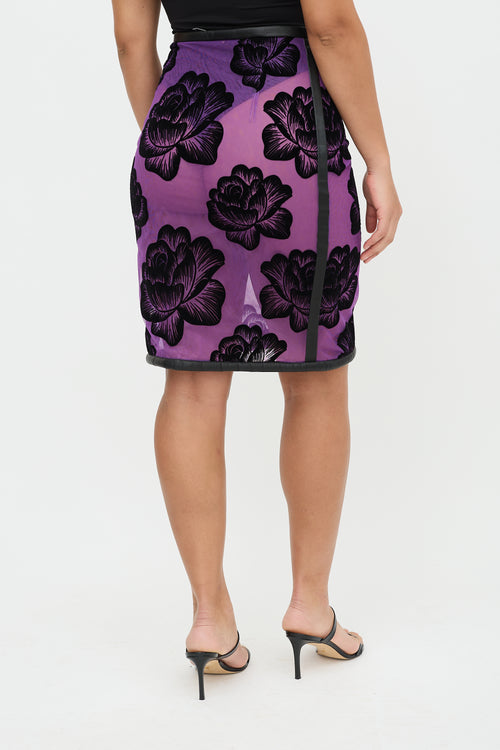 Christopher Kane Mesh Floral Midi Skirt