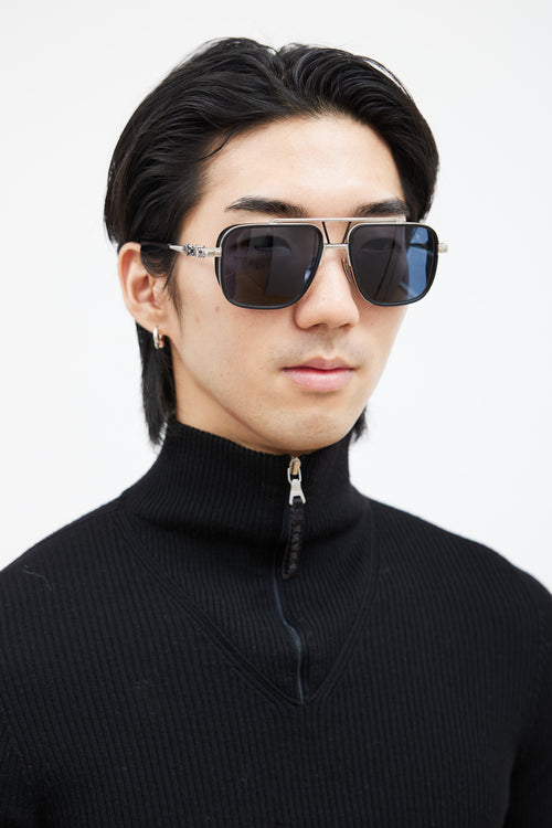 Chrome Hearts Black & Silver Pushin Rod II Sunglasses