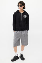 Chrome Hearts Black & White Logo Zip Up Hoodie
