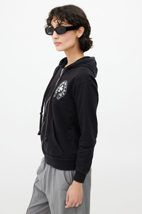 Chrome Hearts Black & White Logo Zip Up Hoodie