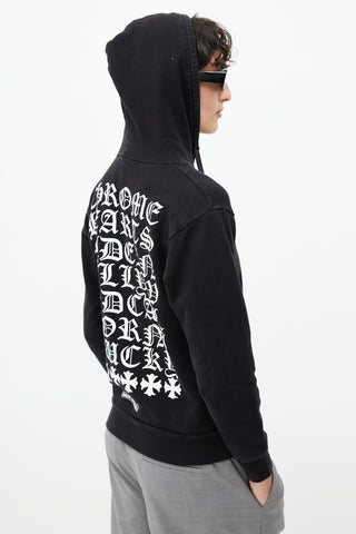 Chrome Hearts Black & White Logo Zip Up Hoodie