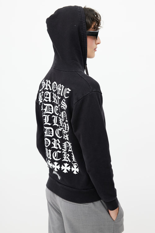 Chrome Hearts Black & White Logo Zip Up Hoodie