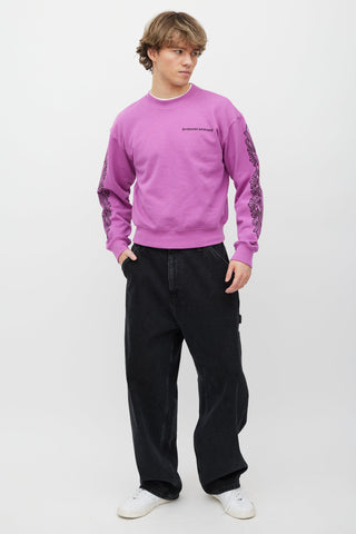 Chrome Hearts Purple & Black Graphic Printed Crewneck Sweater