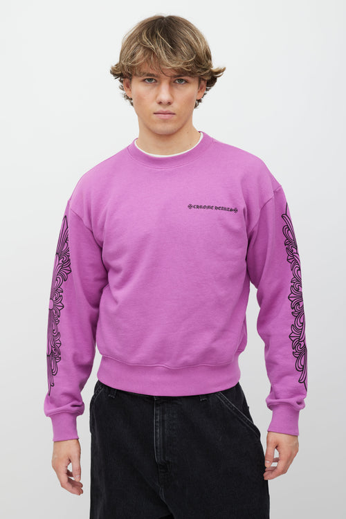 Chrome Hearts Purple & Black Graphic Printed Crewneck Sweater