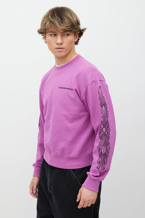 Chrome Hearts Purple & Black Graphic Printed Crewneck Sweater