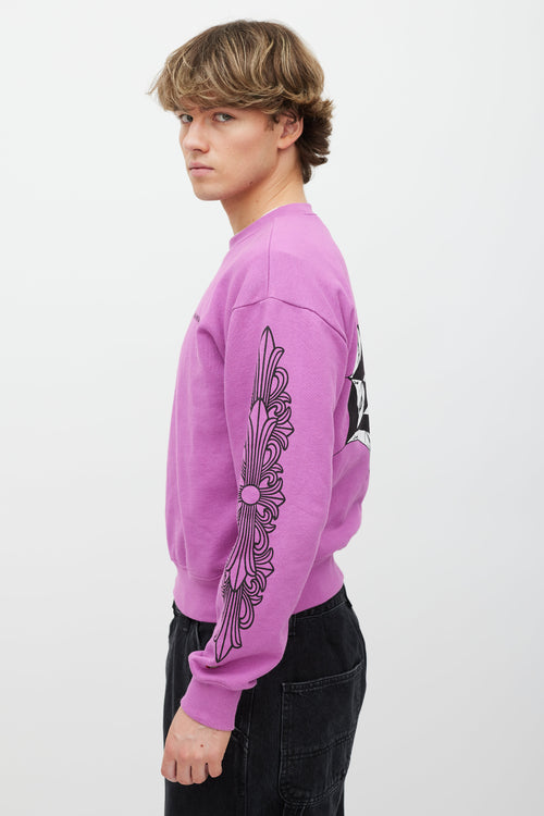 Chrome Hearts Purple & Black Graphic Printed Crewneck Sweater