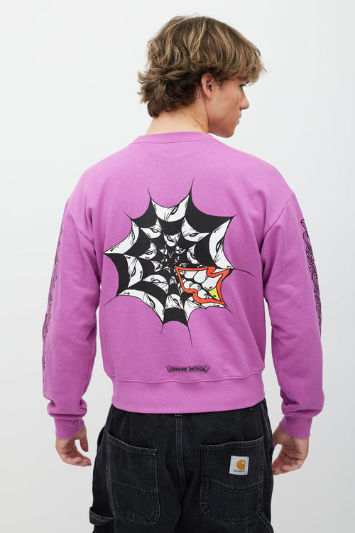 Chrome Hearts Purple & Black Graphic Printed Crewneck Sweater