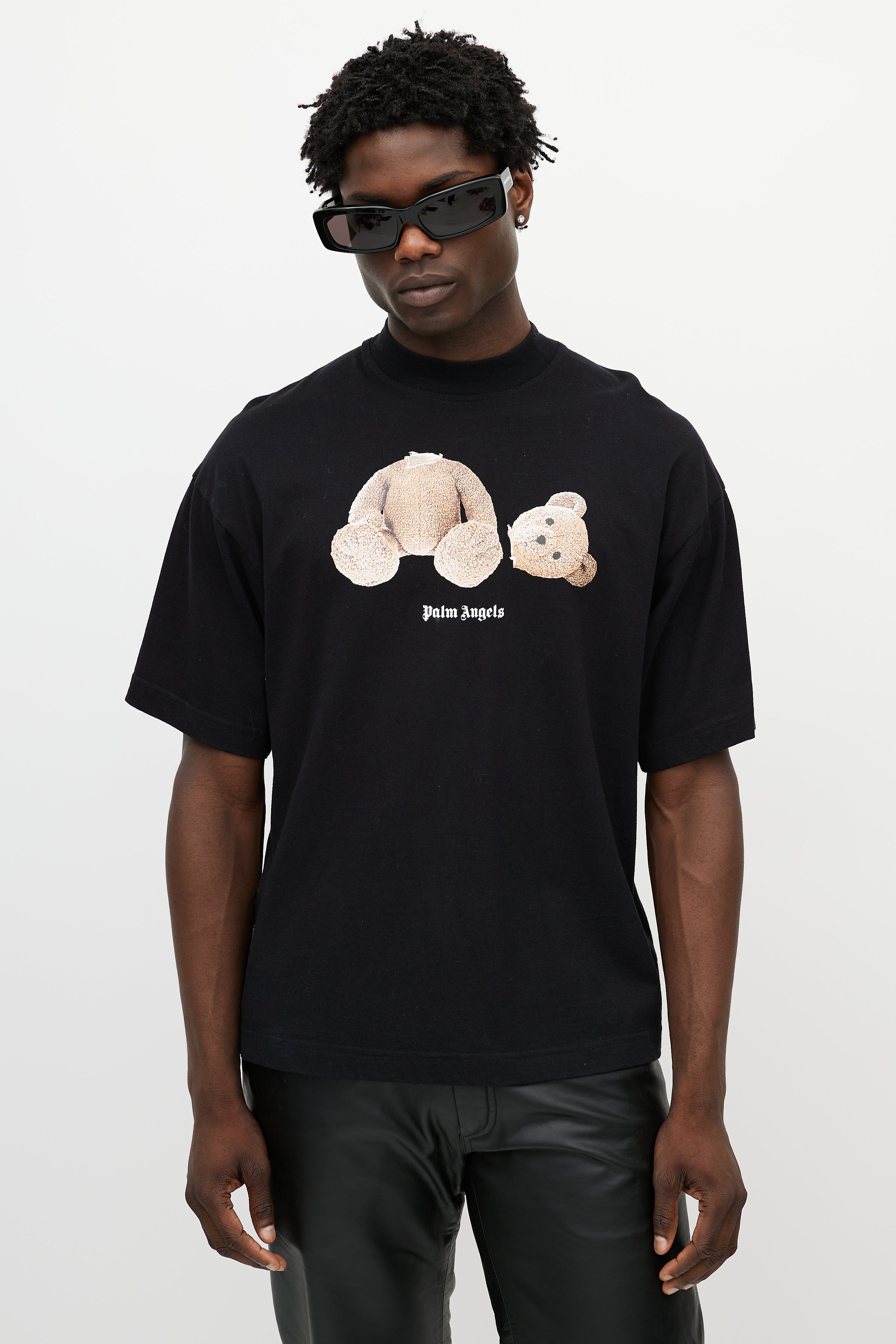 Palm Angels // Black & Multicolour Teddy Logo T-Shirt – VSP Consignment