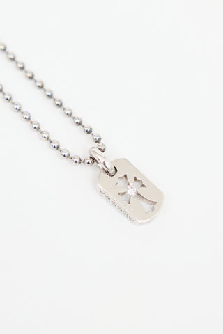 Chrome Hearts 18K White Gold & Sterling Silver Tag Necklace