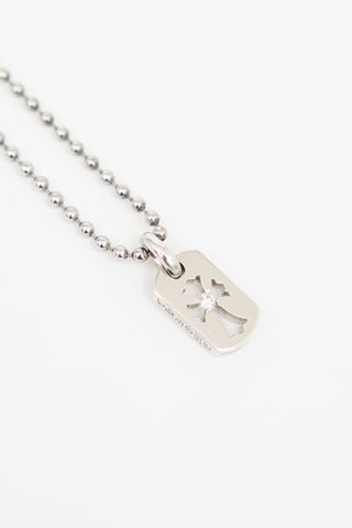 Chrome Hearts 18K White Gold & Sterling Silver Tag Necklace