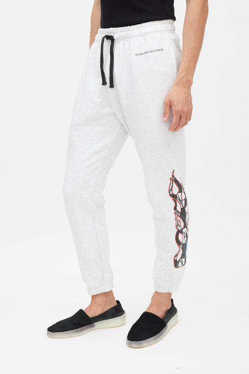 Chrome Hearts X Matty Boy Flame Grey & Multicolour Flame Sweatpants