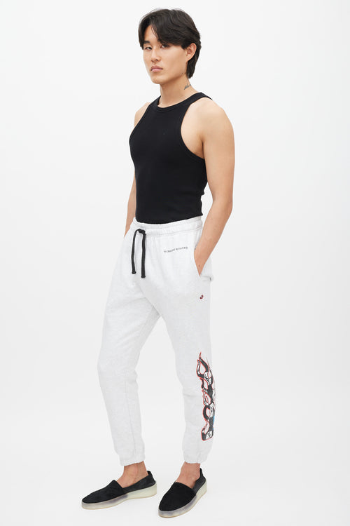 Chrome Hearts X Matty Boy Flame Grey & Multicolour Flame Sweatpants