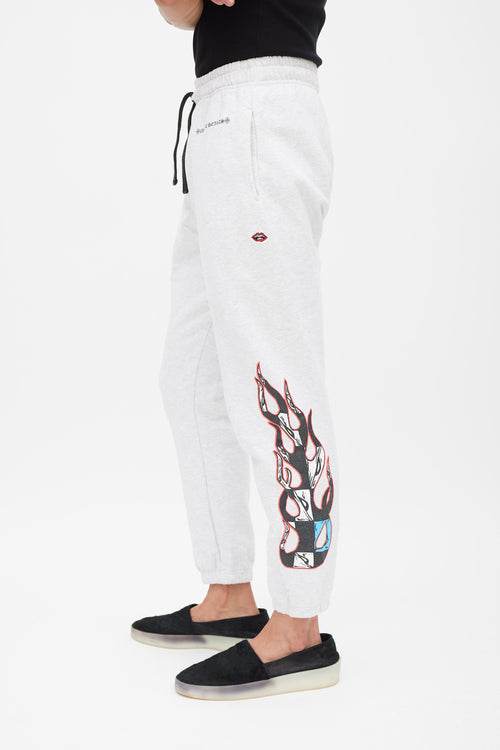 Chrome Hearts X Matty Boy Flame Grey & Multicolour Flame Sweatpants