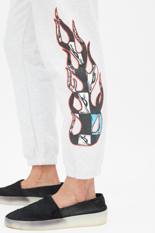 Chrome Hearts X Matty Boy Flame Grey & Multicolour Flame Sweatpants