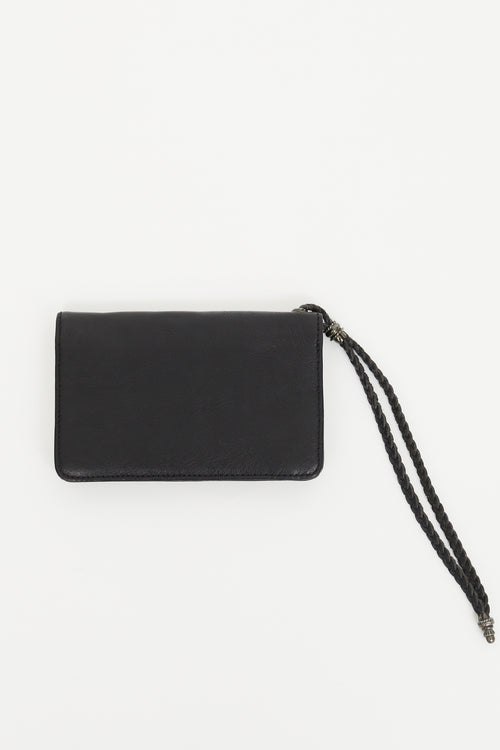 Chrome Hearts Black Leather Wristlet Wallet