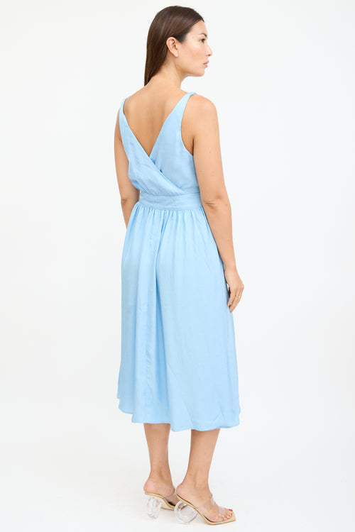 Ciao Lucia Blue Satin Hydra Wrap Dress