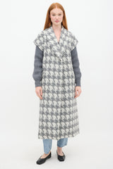 Cinq à Sept Grey & White Houndstooth Woven Coat