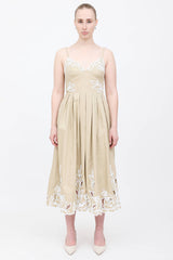 Cinq à Sept Floral Embroidered Pleated Dress