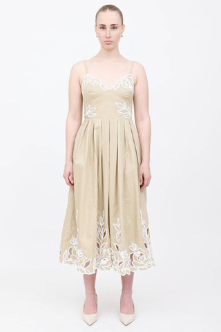 Cinq à Sept Floral Embroidered Pleated Dress