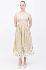 Cinq à Sept Floral Embroidered Pleated Dress