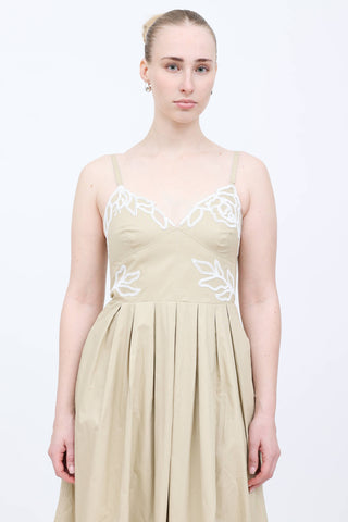 Cinq à Sept Floral Embroidered Pleated Dress