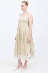 Cinq à Sept Floral Embroidered Pleated Dress
