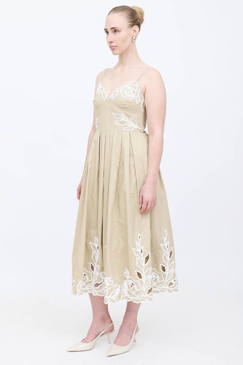 Cinq à Sept Floral Embroidered Pleated Dress