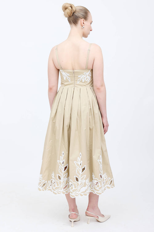 Cinq à Sept Floral Embroidered Pleated Dress
