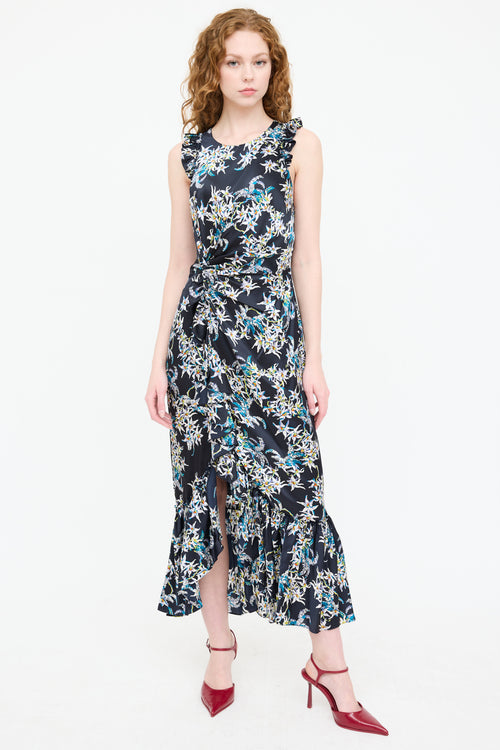 Cinq à Sept Silk Floral Gathered Dress