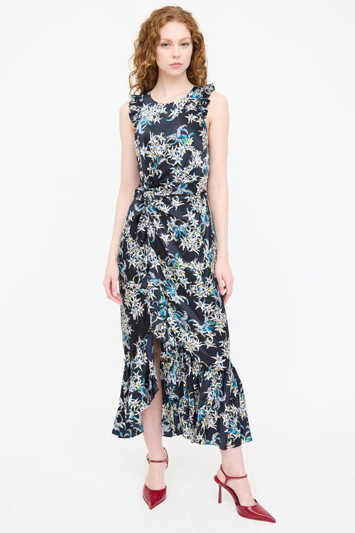 Cinq à Sept Silk Floral Gathered Dress