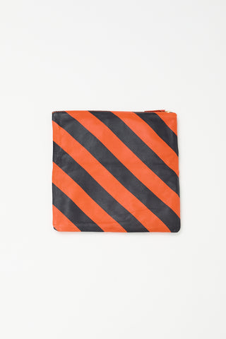 Clare V. Black & Orange Leather Foldable Zip Pouch