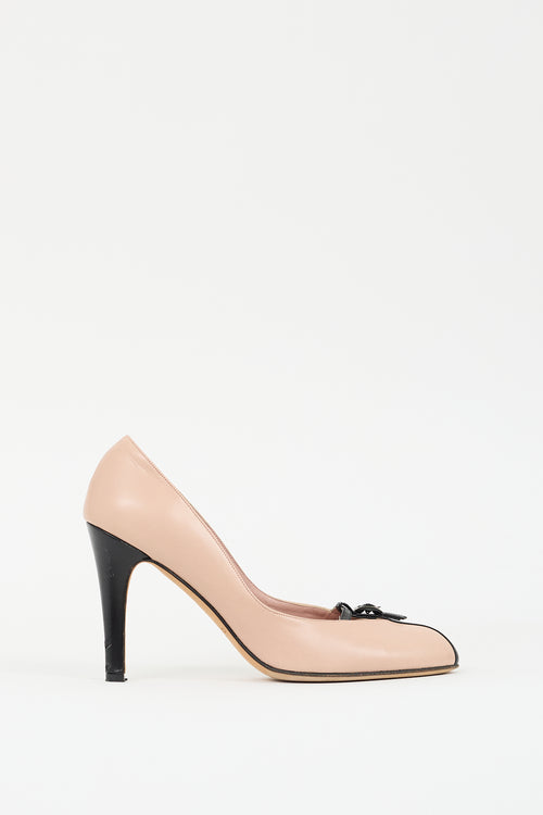 Claudia Ciuti Pink & Black Leather T-Strap Pump