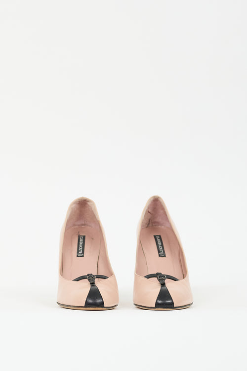 Claudia Ciuti Pink & Black Leather T-Strap Pump