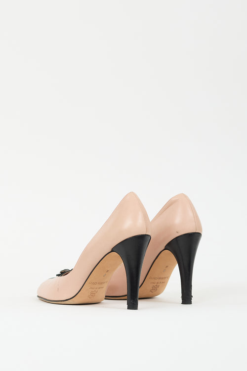 Claudia Ciuti Pink & Black Leather T-Strap Pump