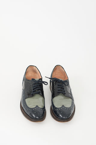 Clergerie Black & Grey Patent Leather Brogue Derby