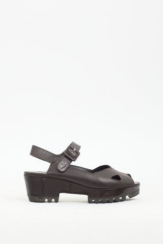 Clergerie Brown Leather Platform Sandal