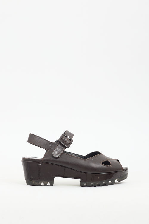 Clergerie Brown Leather Platform Sandal