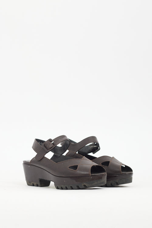 Clergerie Brown Leather Platform Sandal